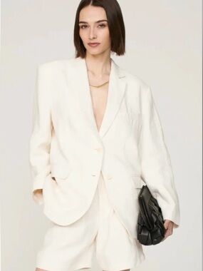 Anine Bing Women's White Classic Business Schoolboy Blazer Jacket Size S